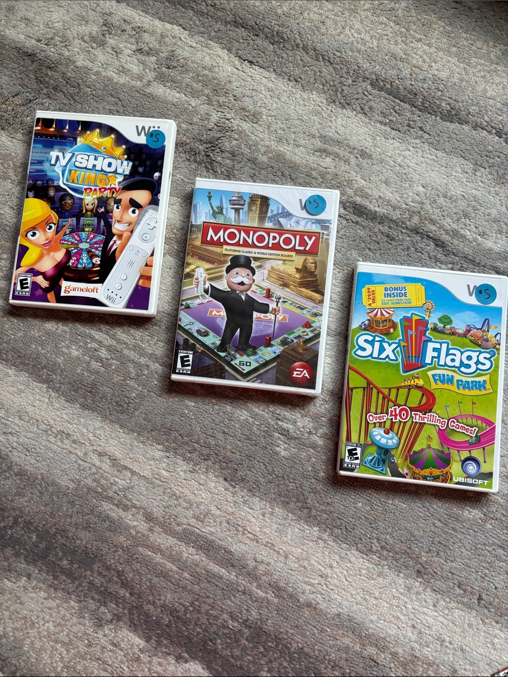 Monopoly (Wii) Video Game, Six Flags, and TV Show Party King 3 Pack of Games!